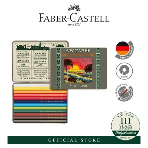 Picture of Faber-Castell Colour Pencil Polychromos 111th, Tin of 12 (12.8cm)(12 colours (12.8cm))