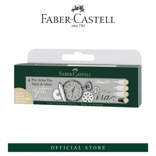 Picture of  Faber-Castell PITT Artist Pen - Black & White (Wallet of 4) 