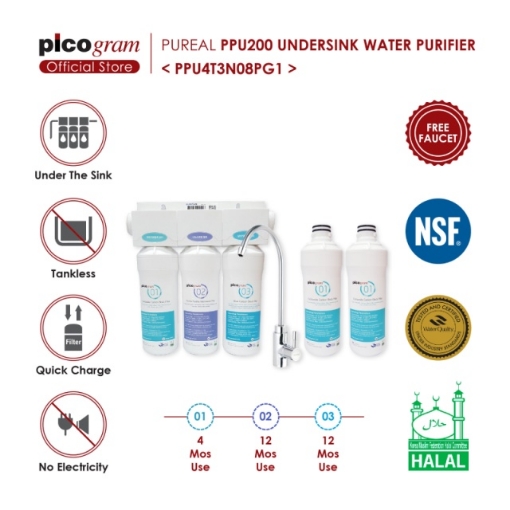 Picture of PUREAL Undersink Water Purifier (PPU-200) + 1 Year Supply PUREAL Replacement Filter