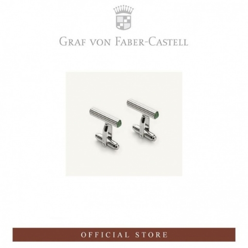 Picture of Graf von Faber-Castell CUFFLINKS Cylindrical, Platinum-Plated with Jade Stone