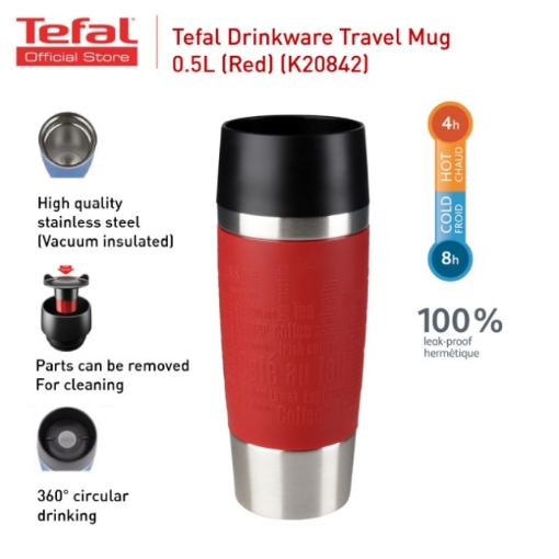 Picture of Tefal Travel Mug - 0.5L (Red Sleeve Stainless Steel ) ( K30842 )