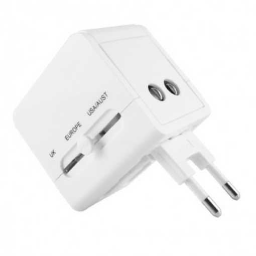 Picture of CLiPtec Universal Travelling Plug Adaptor with 2 USB Ports (