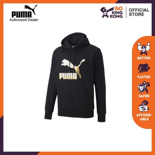 Picture of PUMA Classics Logo Hoodie-Puma Black-Gold-Male-59774151