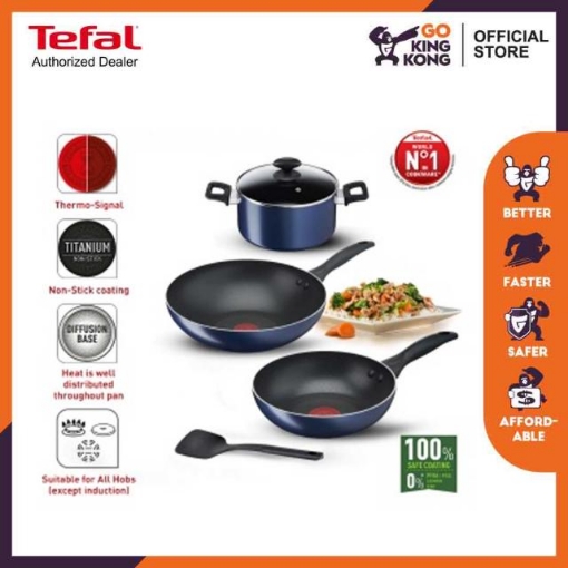 Picture of Tefal Clear Cook 5-PC set (Frypan 20cm + Wokpan 28cm + Stewpot with lid 22cm + Small (B266S5)